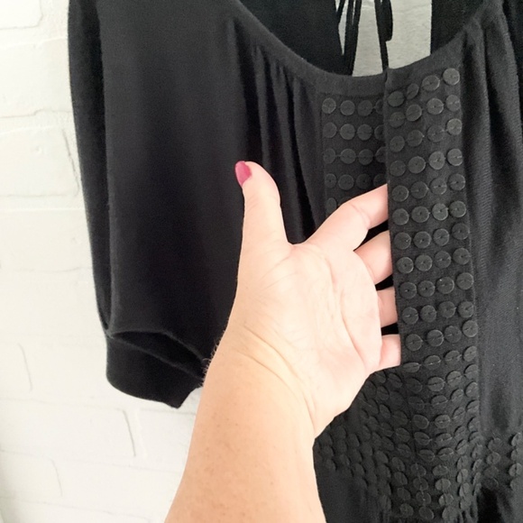 Banana Republic Mini Knit dress Milk maid Babydoll Pleated Black Silk Cotton S - Picture 10 of 11